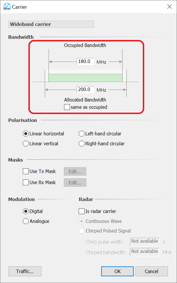 Visualyse Professional Carrier Dialog