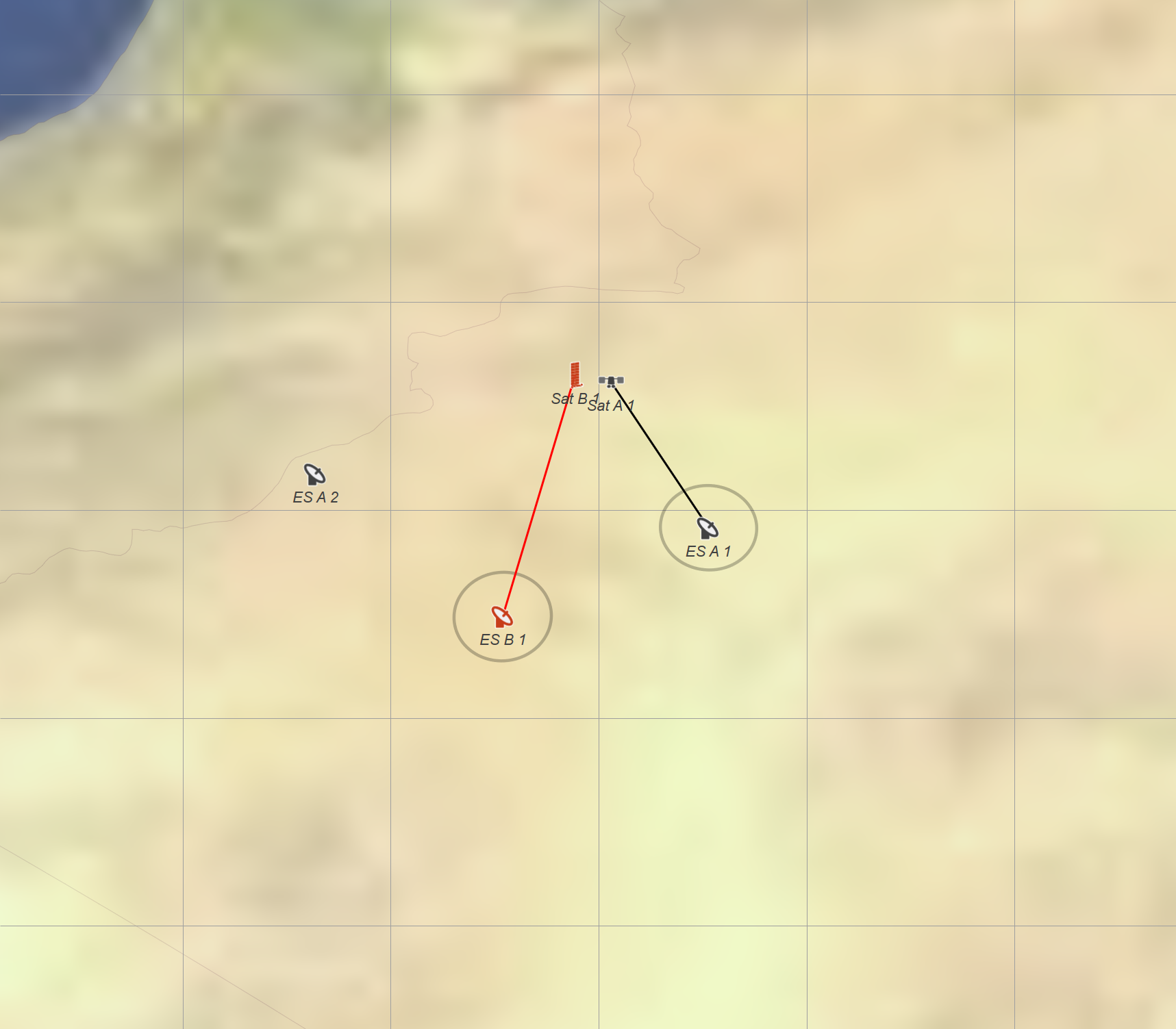 satellites are close together, but the ES are separated