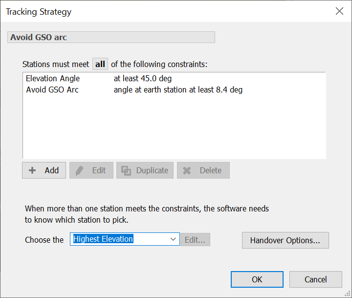 Elevation Angle and Avoid GSO Arc Constraints