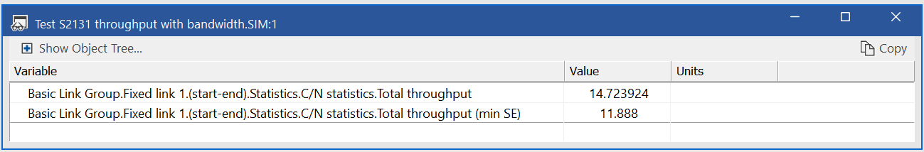 Watch Window showing throughput